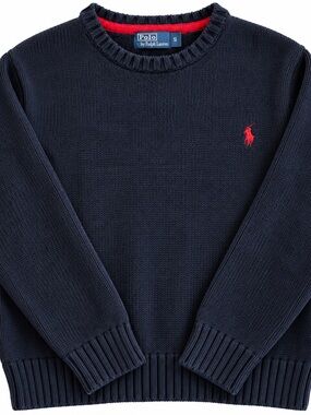Ralph Lauren Navy Crewneck Sweater with Red Pony